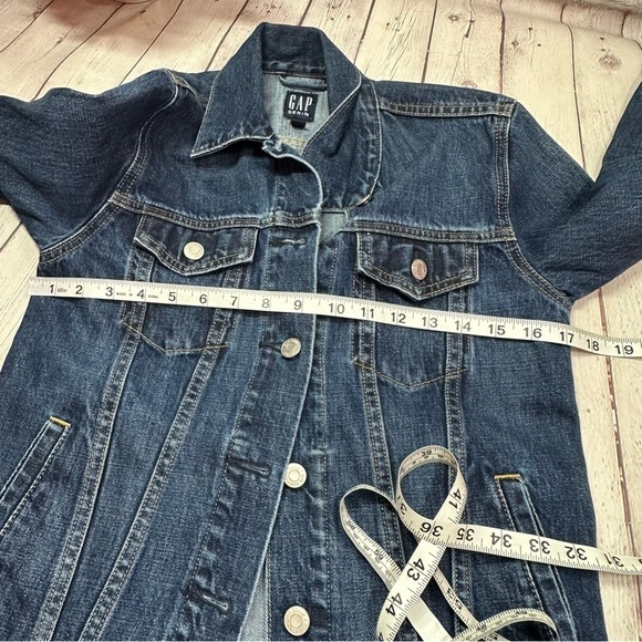GAP Blue Trucker denim Jean Jacket Contrasting Stitching sz XS icon JKT cotton - Picture 5 of 8